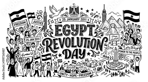 Egypt Revolution Day 25 January 2011 Doodle Art
