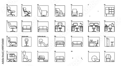 collection of office furniture and architectural design elements interior design elements