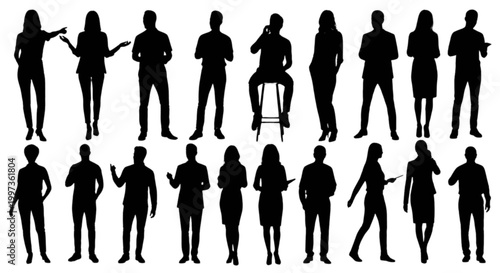 Silhouettes of diverse people walking together isolated on transparent background, Vector