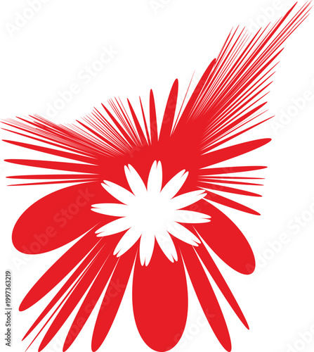 Artistic Red Floral Burst: A vibrant and dynamic artwork featuring a captivating floral burst in bold red hues. This unique design radiates energy and visual impact.