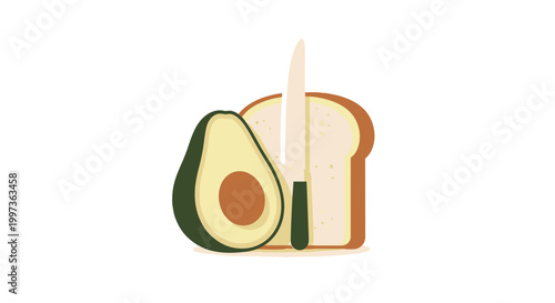 Avocado Toast Preparation: Sliced Bread and Fresh Avocado