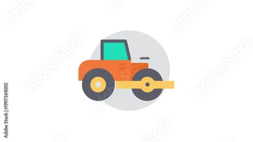 Simple graphic of a road roller paving equipment machine