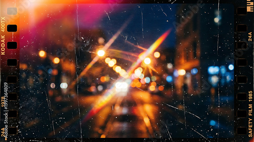 Abstract light streaks and bokeh effects create a vibrant, blurry cityscape at night, evoking a sense of motion and energy