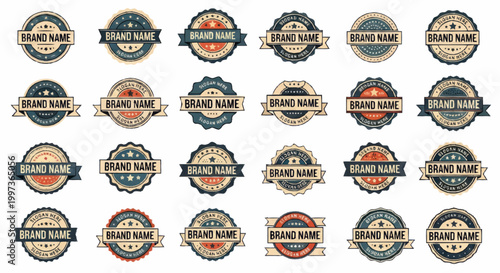 Collection of Vintage Brand Name Labels and Badges.
