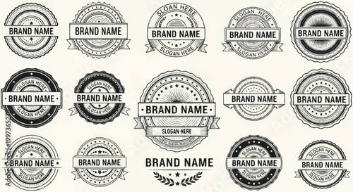 Collection of Vintage Brand Name Stamp and Seal Designs.