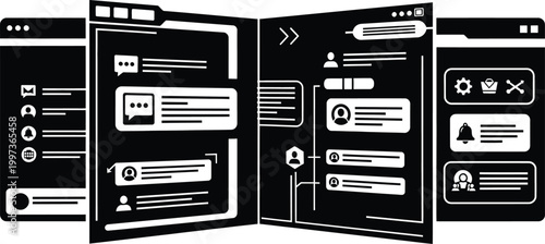 Digital Interface Design, Messaging App UI Elements, Chat Bubbles, User Profiles, Notifications