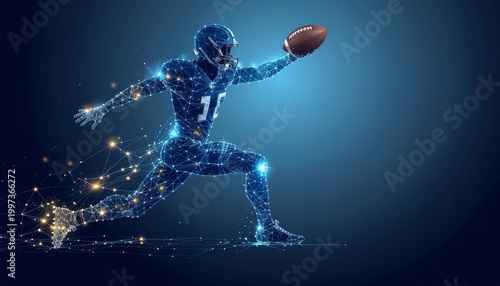 Abstract AI Football Player Neural Network Silhouette