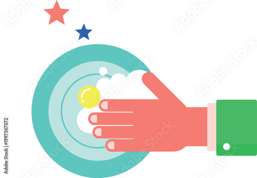 Hand Washing with Soap and Water in Bowl for Hygiene, Health, Cleanliness, and Infection Prevention Concept Designs