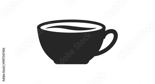 Silhouette of a cup with a beverage, perfect for breakfast or any time of day