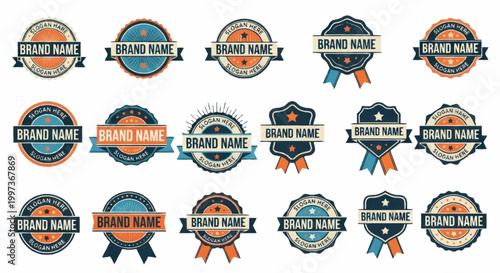 Collection of Vintage Brand Name Labels and Badges.