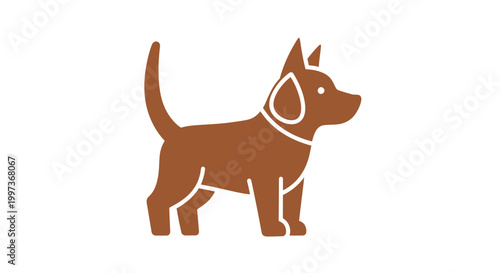 Simple illustration of a brown dog in a minimalist design on a white background