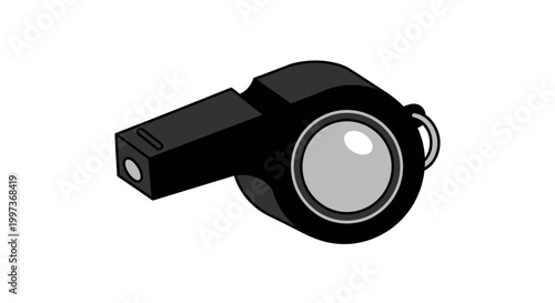 Black Sports Whistle for Referee or Coach Signaling Game Start or Stop