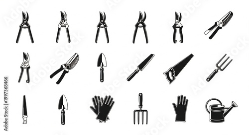 Collection of Garden Tools and Equipment Icons.