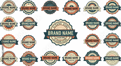 Collection of Vintage Brand Name Labels and Badges.