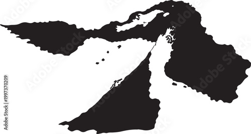 Map of Arabian Peninsula and surrounding regions in black