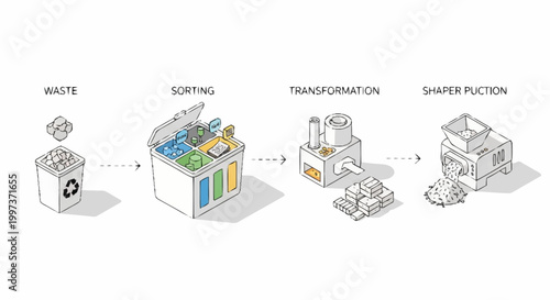 The process of recycling waste materials.