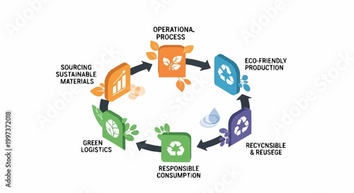 Eco friendly business operational process diagram.