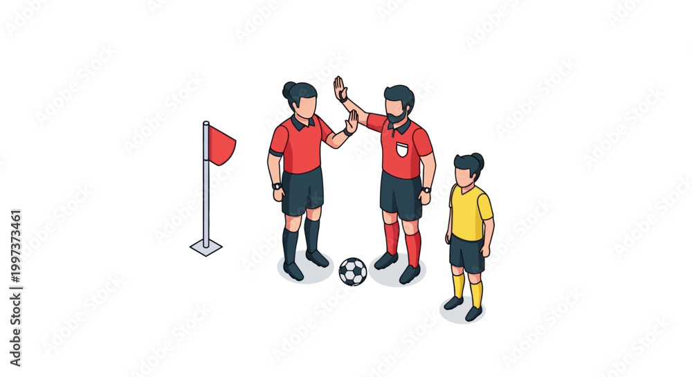 Fototapeta premium Soccer Referee Showing a Yellow Card to a Player During a Match.