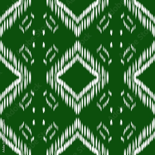 White Ikat Seamless Pattern Geometric Ethnic Motif for Textile and Interior Design