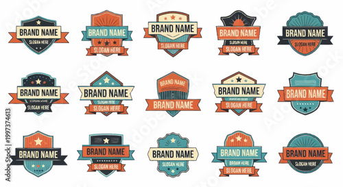 Collection of Vintage Brand Name Labels and Badges.