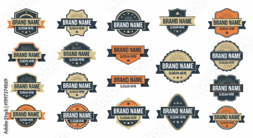 Collection of Vintage Brand Name Labels and Badges.