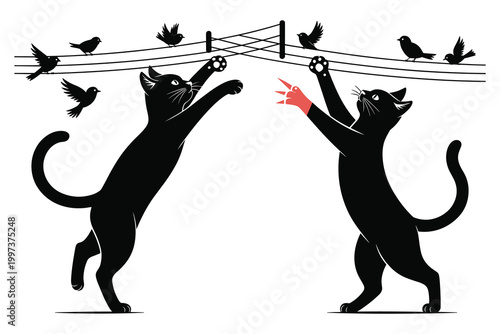 Black silhouettes of two horses rearing up against a white background