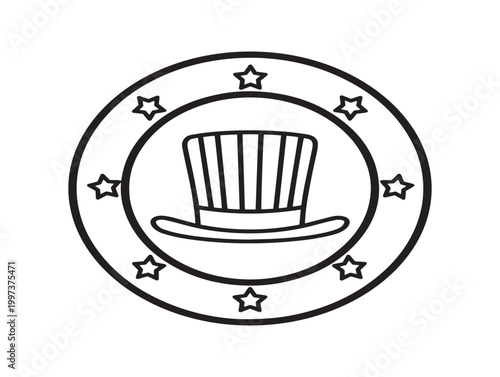 Vintage american emblem a circular design featuring a top hat and stars