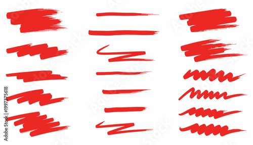 Brushstrokes red texture set handpainted styles vector illustration for dynamic backgrounds