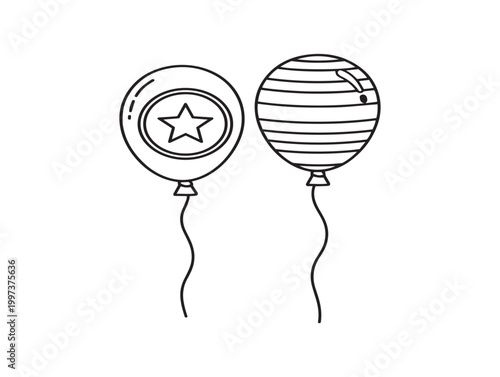 Two hand drawn balloons a celebration of joyful moments and festive decorations