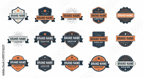 Collection of Vintage Brand Name Logos and Emblems.