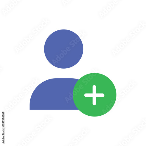 Simple Blue Person Icon With Green Plus Symbol Graphic Element