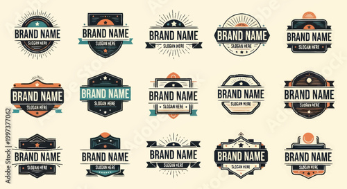 Collection of Retro Vintage Style Brand Name Logos.