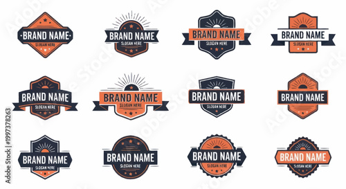 Collection of Vintage Brand Name Logos and Emblems.