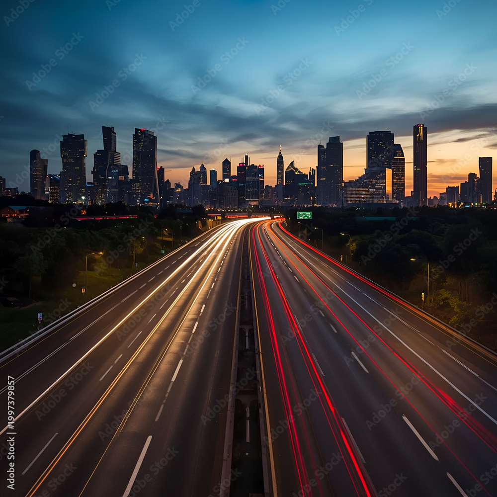 Fototapeta premium traffic on highway at night
