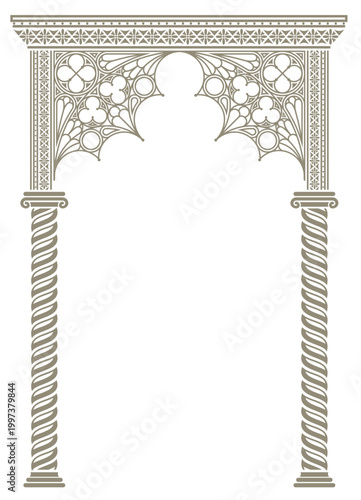 Gothic cathedral arch window template
