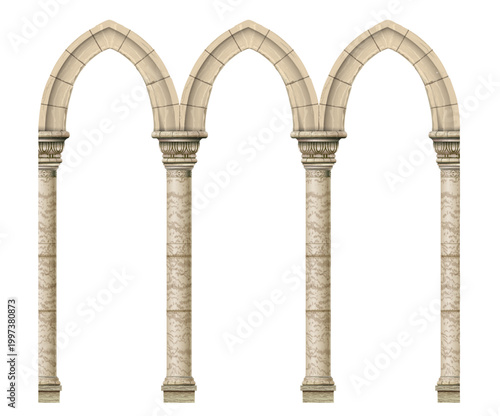 Texture of a stone cathedral Gothic window arch