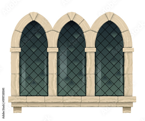 Texture of a stone cathedral Gothic window arch