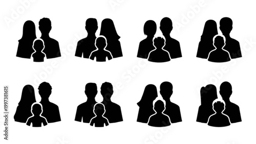Black silhouette icons of people sitting in different positions vector set Vector