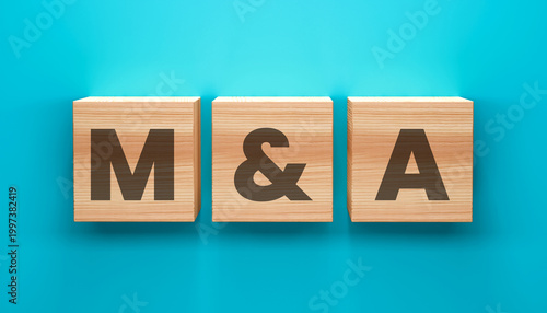 Fotografía Mergers And Acquisitions M And A Concept Using Wooden Letter Blocks Representing