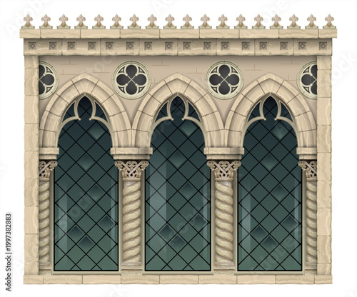 Texture of a stone cathedral Gothic window arch