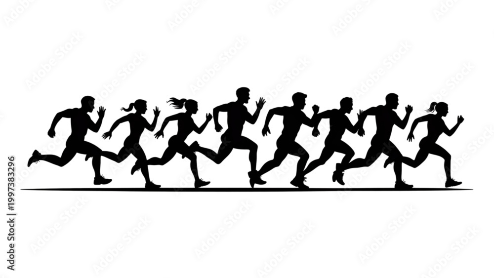 Obraz premium Black silhouettes of running horses against white background vector icon set Vector