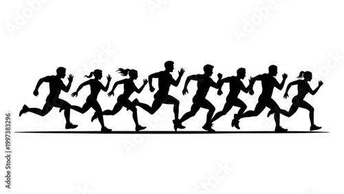 Black silhouettes of running horses against white background vector icon set Vector