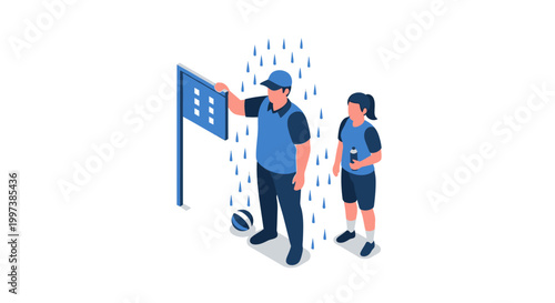 Basketball Coach Explains Strategy to Player During Game.