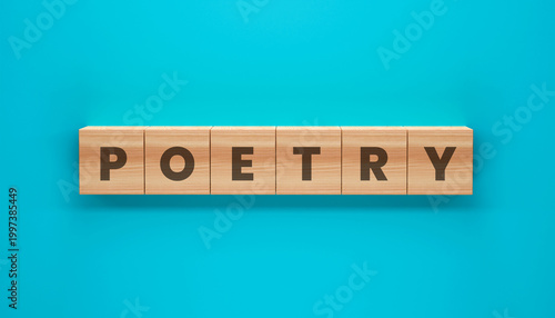 Foto Poetry And Creative Writing Concept Using Wooden Letter Blocks Representing Lite