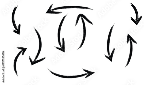 Circular arrows forming a dynamic pattern on white background high-quality professional detailed modern elegant 