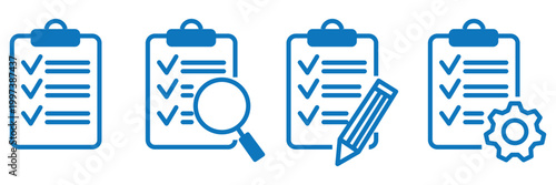 Clipboard check icon. Vector linear icons. Editable stroke vector illustration