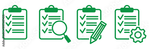 Clipboard check icon. Vector linear icons. Editable stroke vector illustration