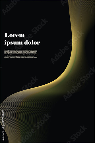 Abstract Golden Wave Lines on Black Background – Luxury Elegant Poster