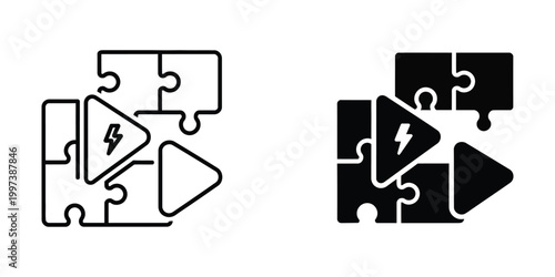 Contrast of puzzle pieces representing traditional and modern energy solutions