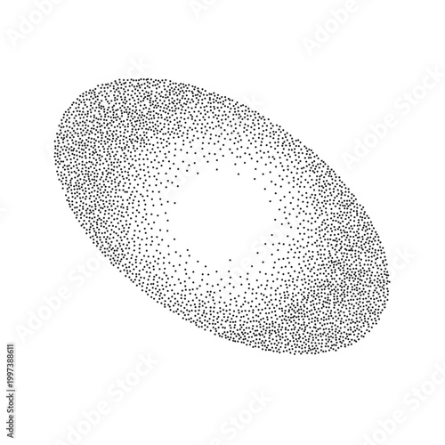 Geometric form sand effect stipple textured shapes vector illustration, round confetti dots grunge pattern. Abstract ornament festive template concept, speckled chaotic particles, geometric image